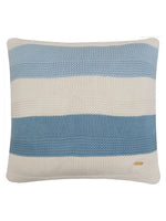 Load image into Gallery viewer, Pomme Cotton Knitted Decorative Cushion Cover Blue Ivory Broad Stripe
