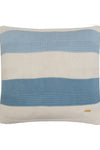 Pomme Cotton Knitted Decorative Cushion Cover Blue Ivory Broad Stripe