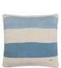 Pomme Cotton Knitted Decorative Cushion Cover Blue Ivory Broad Stripe
