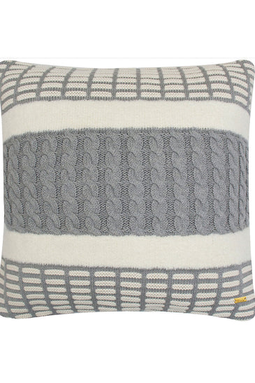 Pomme Cotton Knitted Decorative Cushion Cover Grey Cable with Soft Chenille texture Knit