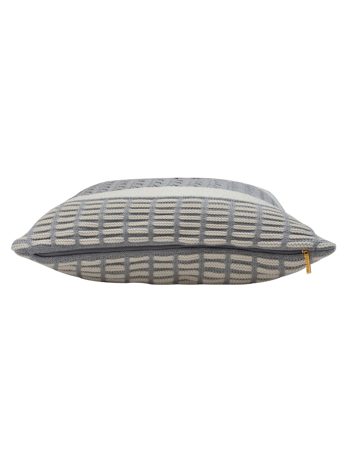 Pomme Chenille Cable Knitted Decorative Cushion Cover (Grey)