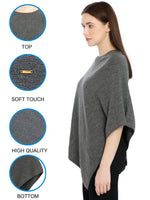 Load image into Gallery viewer, POMME Merino Wool Knitted Lt Grey Melange (Plain knit) Poncho for Women