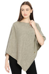POMME Merino Wool Knitted Beige Mix Poncho for Women