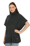 POMME Acrylic Knitted Light Grey Melange Poncho for Women