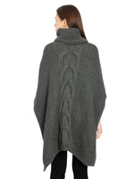 Load image into Gallery viewer, Pomme Acrylic Knitted Grey melange (Blanche Cable Knit) Poncho for Women