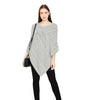 POMME Cotton Knitted Lt Grey Melange (Bubbles and Lace Pattern ) Poncho for Women