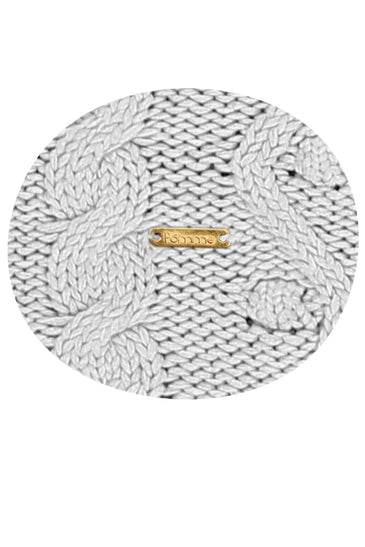 POMME Cotton Knitted Lt Grey Melange (Bubbles and Lace Pattern ) Poncho for Women