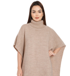 POMME Acrylic Knitted ( Hushed Violet) Poncho for Women