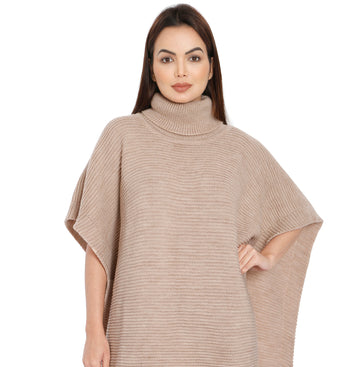 POMME Acrylic Knitted ( Hushed Violet) Poncho for Women