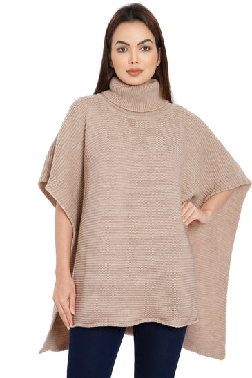 POMME Acrylic Knitted ( Hushed Violet) Poncho for Women