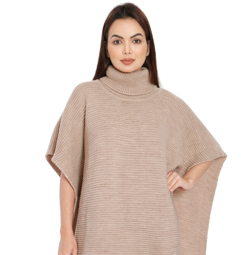 POMME Acrylic Knitted ( Hushed Violet) Poncho for Women