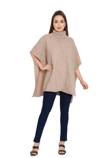 POMME Acrylic Knitted ( Hushed Violet) Poncho for Women