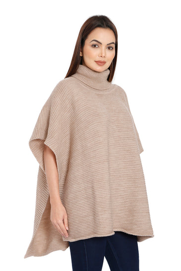 POMME Acrylic Knitted ( Hushed Violet) Poncho for Women