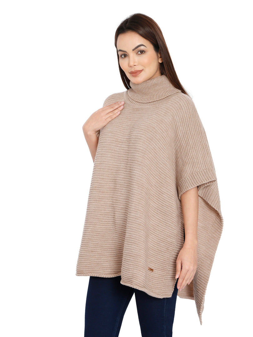 POMME Acrylic Knitted ( Hushed Violet) Poncho for Women