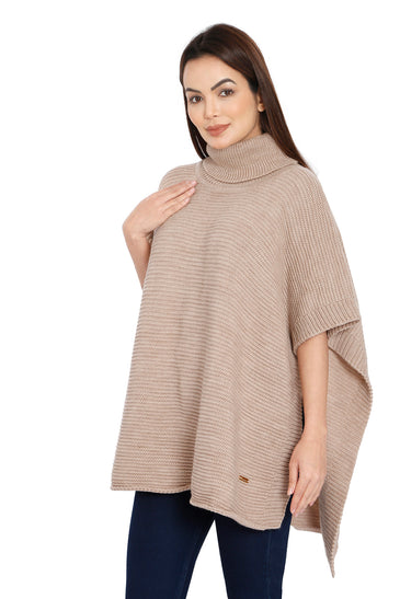 POMME Acrylic Knitted ( Hushed Violet) Poncho for Women