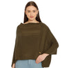 POMME Acrylic Knitted Jade Green Poncho for Women