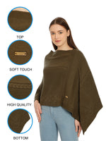 Load image into Gallery viewer, POMME Acrylic Knitted Jade Green Poncho for Women