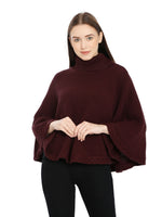 Load image into Gallery viewer, POMME Acrylic Knitted Grape Wine (Moss Stitch Pattern) Poncho for Women