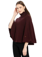 Load image into Gallery viewer, POMME Acrylic Knitted Grape Wine (Moss Stitch Pattern) Poncho for Women