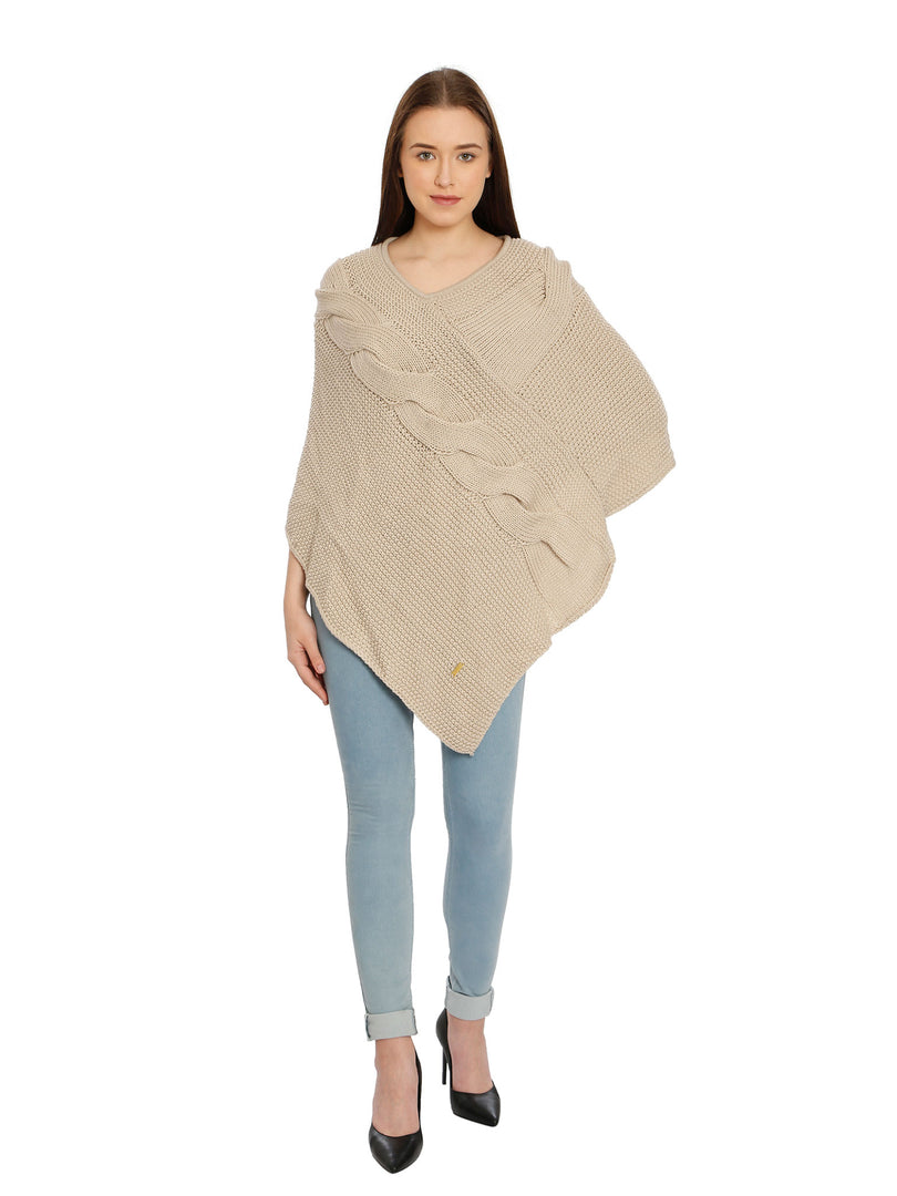 POMME Acrylic Knitted Rice Poncho for Women