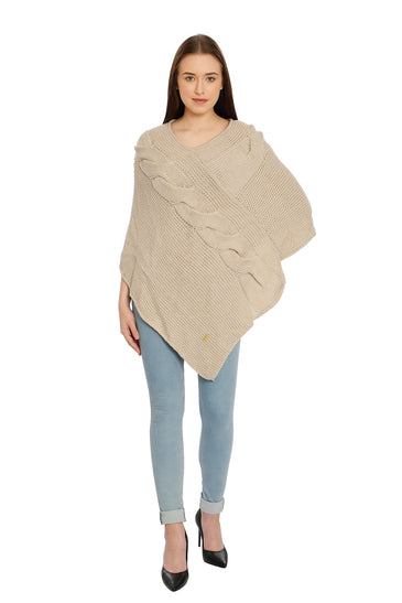 POMME Acrylic Knitted Rice Poncho for Women