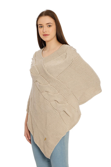 POMME Acrylic Knitted Rice Poncho for Women