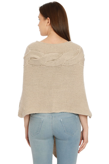 POMME Acrylic Knitted Rice Poncho for Women