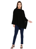 Load image into Gallery viewer, POMME Merino Wool Knitted (Black) Poncho for Women