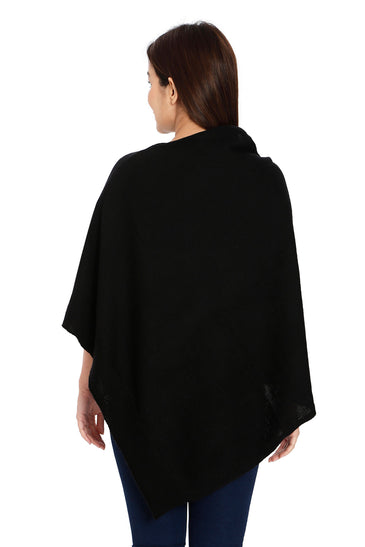 POMME Merino Wool Knitted (Black) Poncho for Women