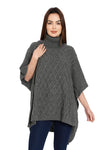 POMME Acrylic Knitted  Med Grey Melange Poncho for Women