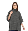 POMME Acrylic Knitted  Med Grey Melange Poncho for Women