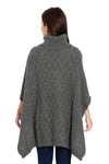 POMME Acrylic Knitted  Med Grey Melange Poncho for Women