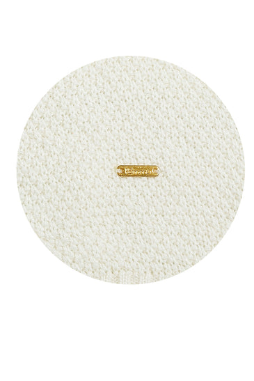 POMME Acrylic Knitted Ivory Poncho for Women