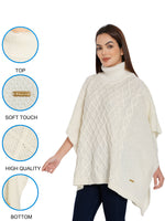Load image into Gallery viewer, POMME Acrylic Knitted Ivory Poncho for Women