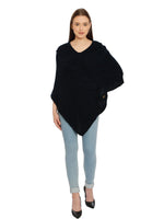 Load image into Gallery viewer, POMME Merino Wool Knitted Dark Grey (Cable knit) Poncho for Women