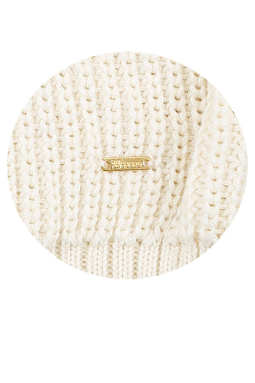 POMME Acrylic Knitted Ivory Poncho for Women