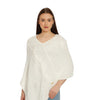 POMME Acrylic Knitted Optical White (Cable knit) Poncho for Women
