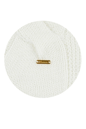 POMME Acrylic Knitted Optical White (Cable knit) Poncho for Women