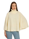 POMME Acrylic Knitted Off White (Cable knit) Poncho for Women