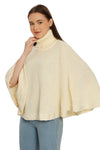 POMME Acrylic Knitted Off White (Cable knit) Poncho for Women