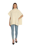 POMME Acrylic Knitted Off White Poncho for Women
