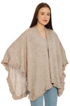 POMME Acrylic Knitted (Pale Whisper) Poncho for Women