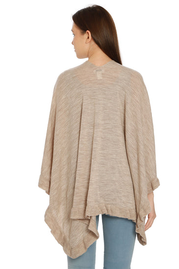 POMME Acrylic Knitted (Pale Whisper) Poncho for Women