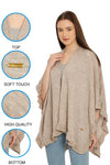 POMME Acrylic Knitted (Pale Whisper) Poncho for Women
