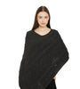 POMME Cotton Knitted Black Poncho for Women