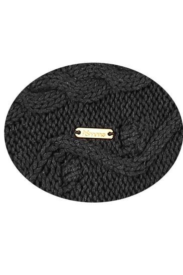POMME Cotton Knitted Black Poncho for Women