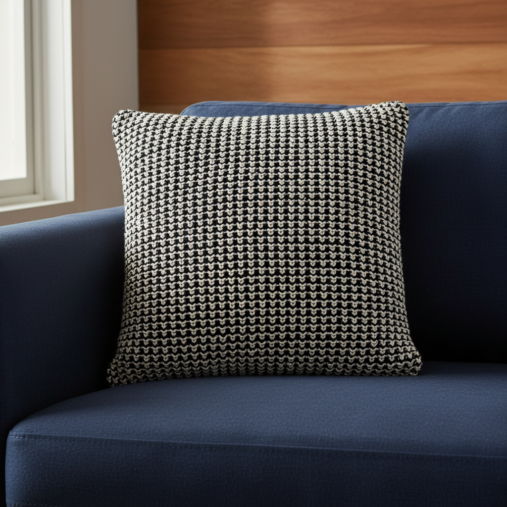 Pomme Cotton Knitted Decorative Cushion Cover (Dark Grey & Gold Lurex Knit)