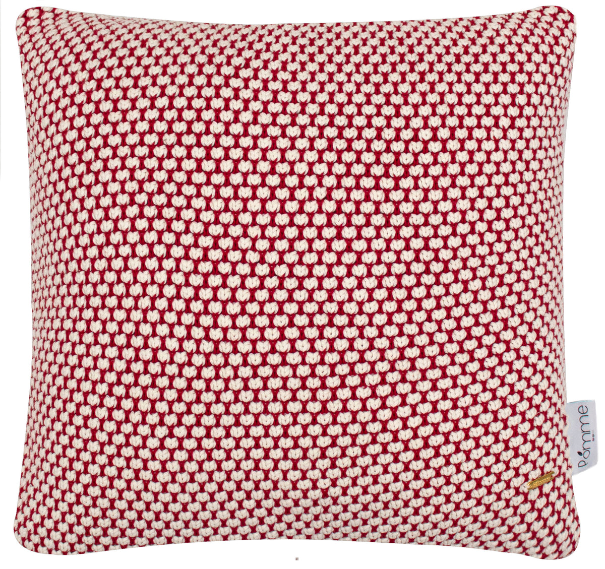 Pomme Bubble Knitted Decorative Cushion Cover (Red & Ivory)