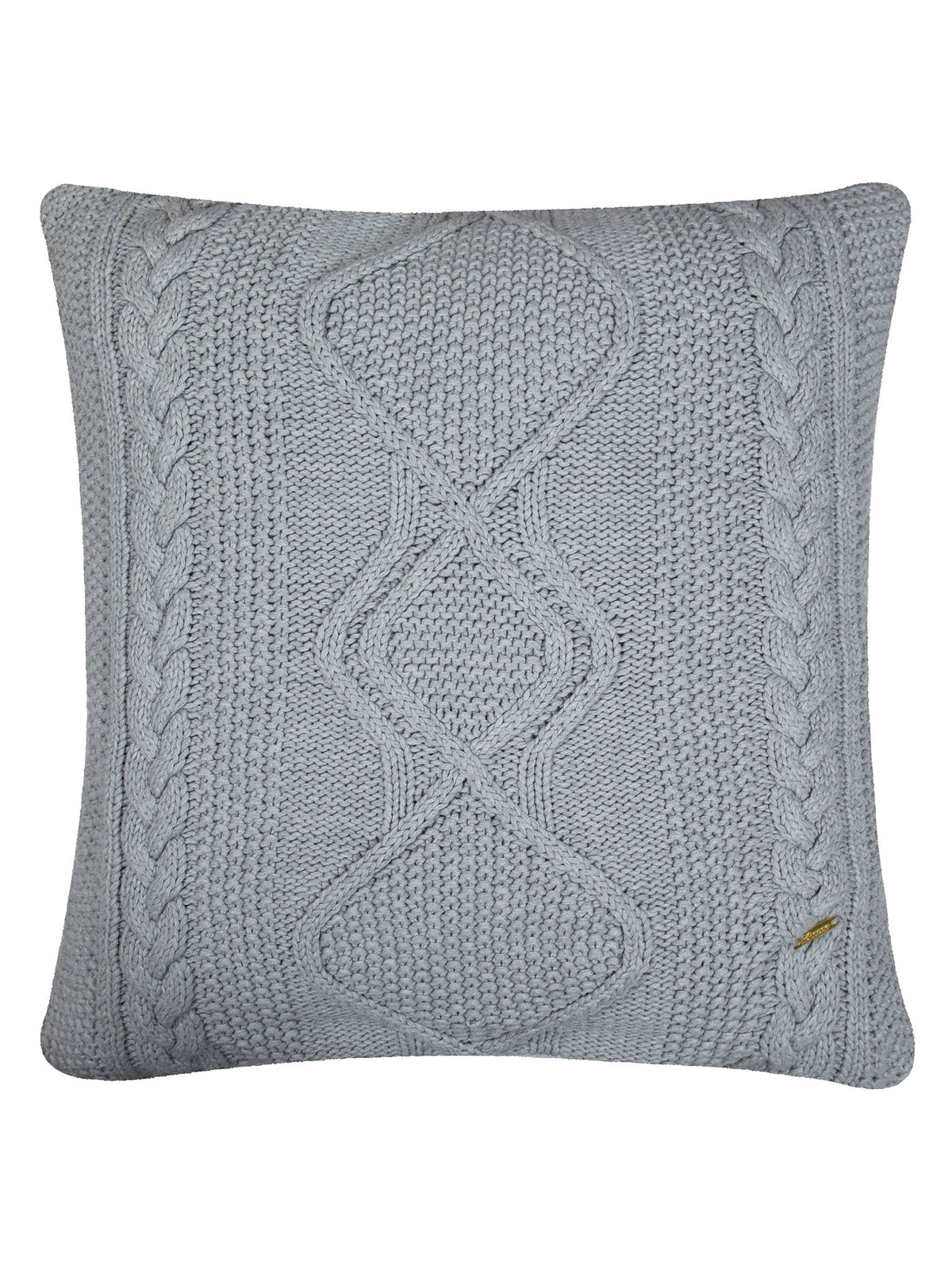 Pomme Cable Knitted Decorative Cushion Cover (Grey Melange)