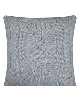 Pomme Cotton Knitted Decorative Cushion Cover Grey Melange Cable Texture Knit